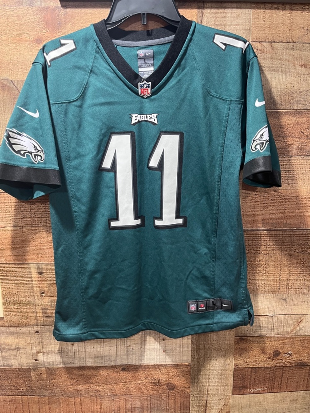 Nike Eagles #11 Wentz Teal and Black Football Jersey youth large